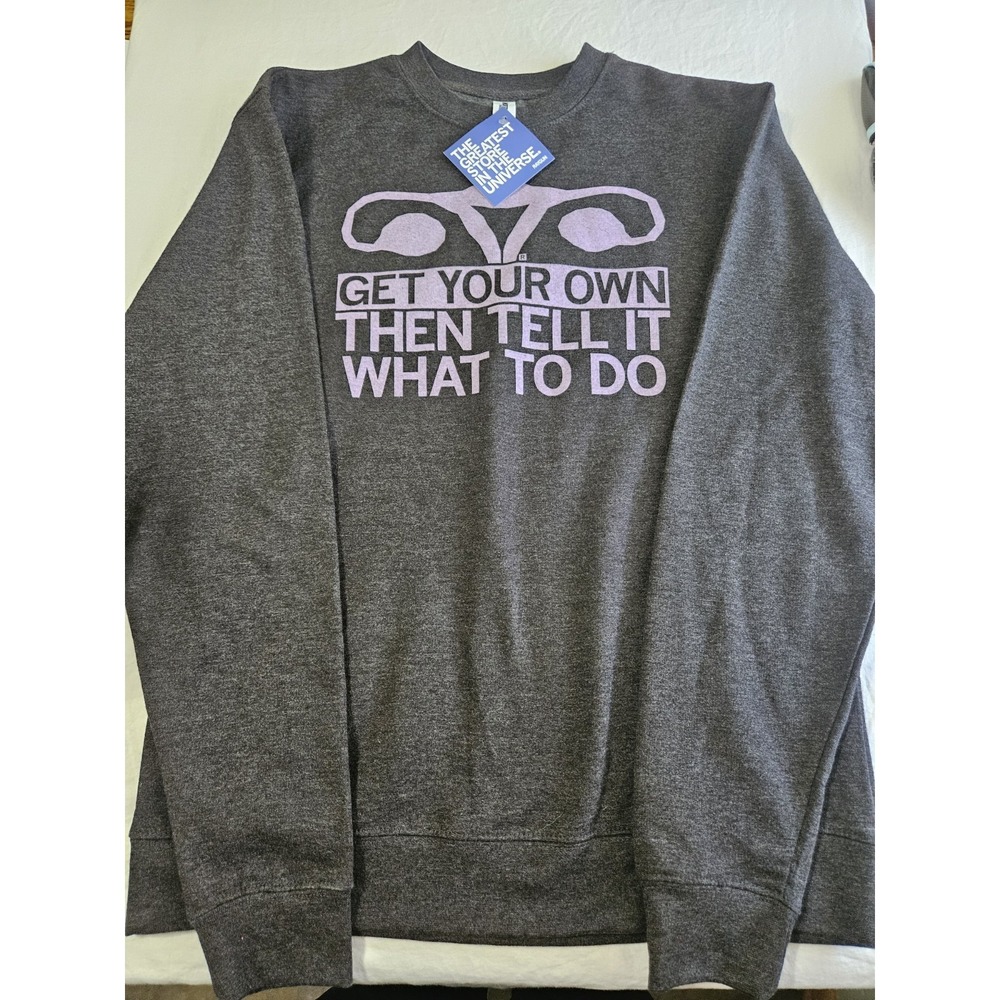 RAYGUN Get Your Own Sweatshirt NWT Womens Support Purple Grey Cotton/Polyester M